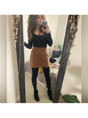 Abercrombie & Fitch Suede Mini Skirt in Camel Brown